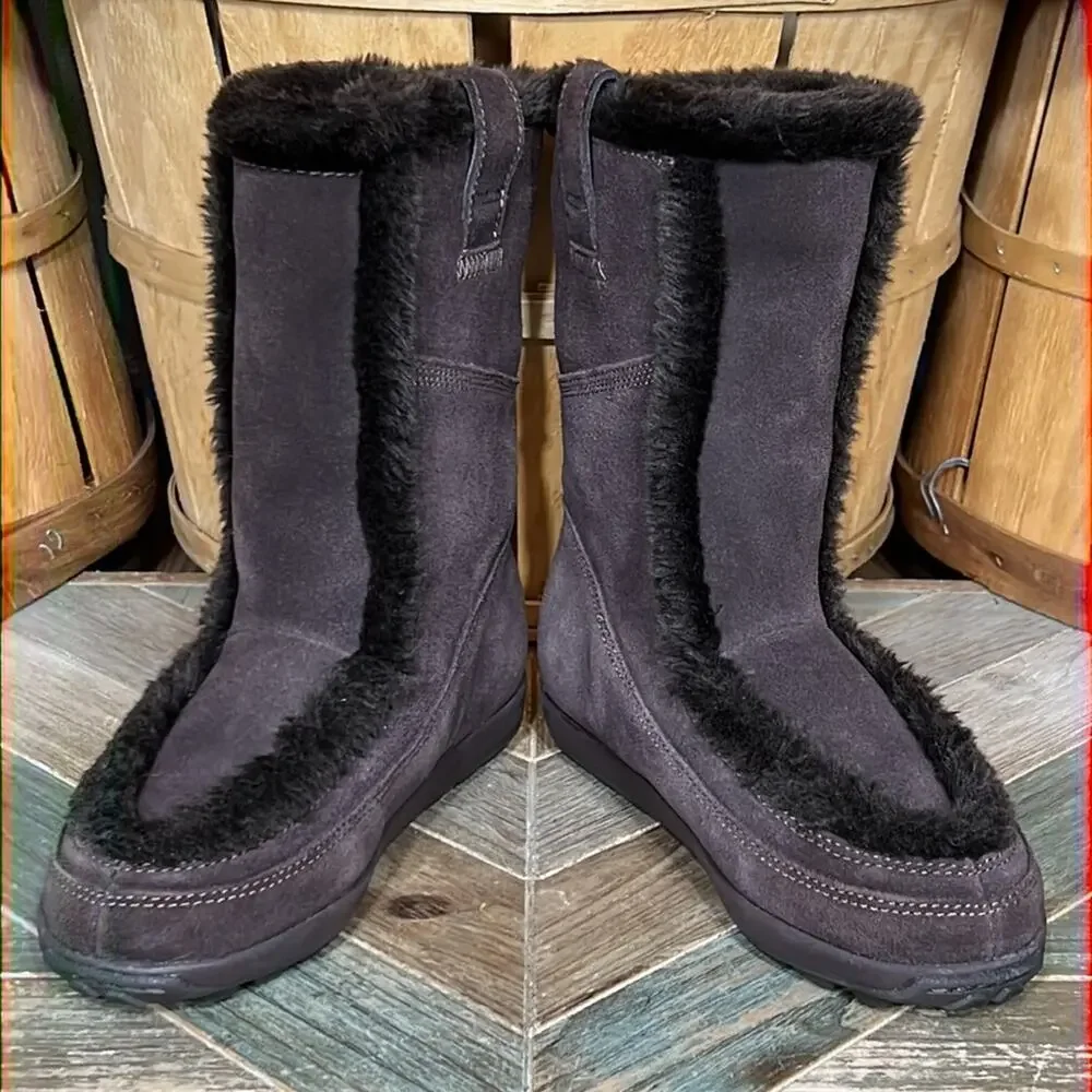 Timberland Mukluk Brown Suede Waterproof Faux Fur Pull On Boots Womens Size 7
